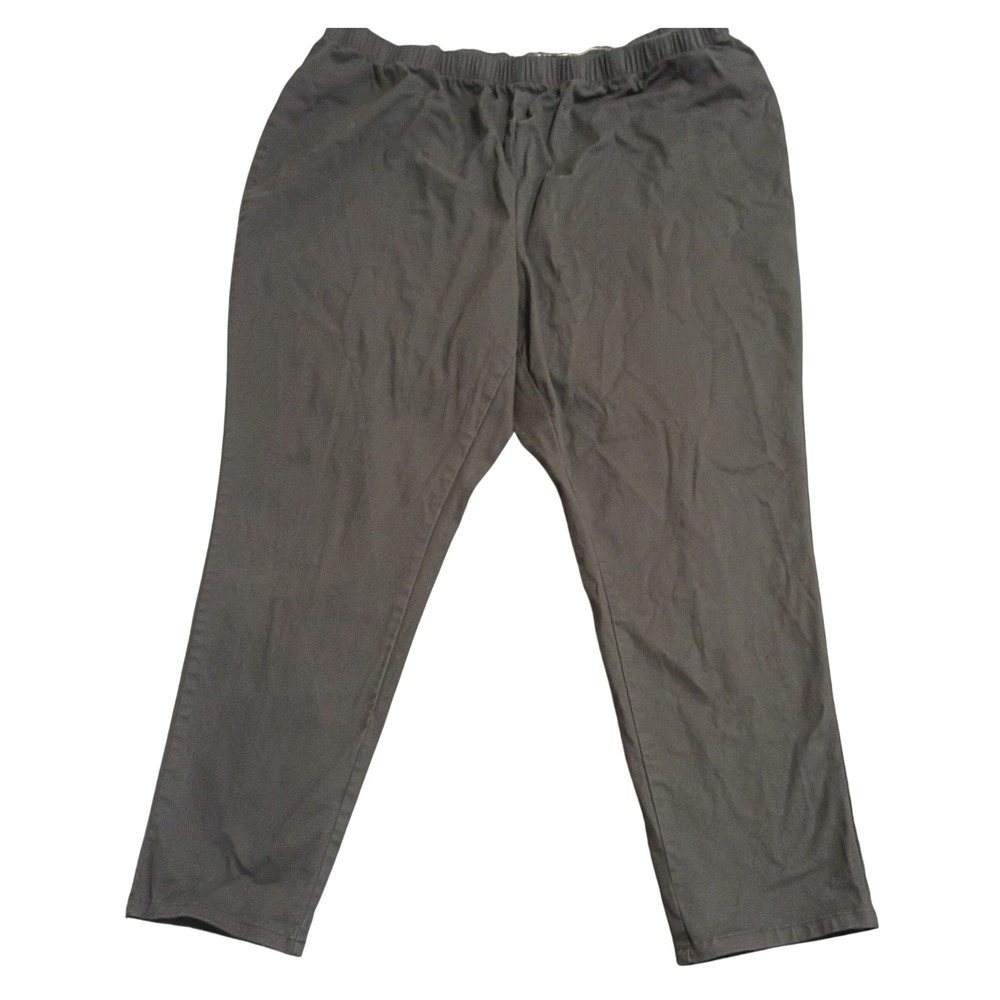 Woman Within Pants Women 28W Gray Elastic Waist Cotton Stretch Casual Plus Size